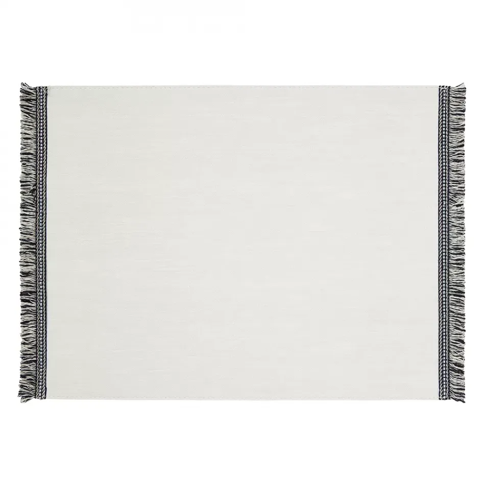 Fringe White and Navy Set of 4 Placemats 14 x 20 in