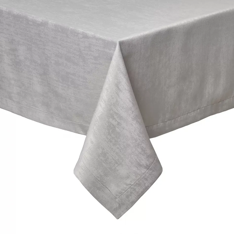 Lisbon Light Gray Stain-Resistant Damask Table Linens