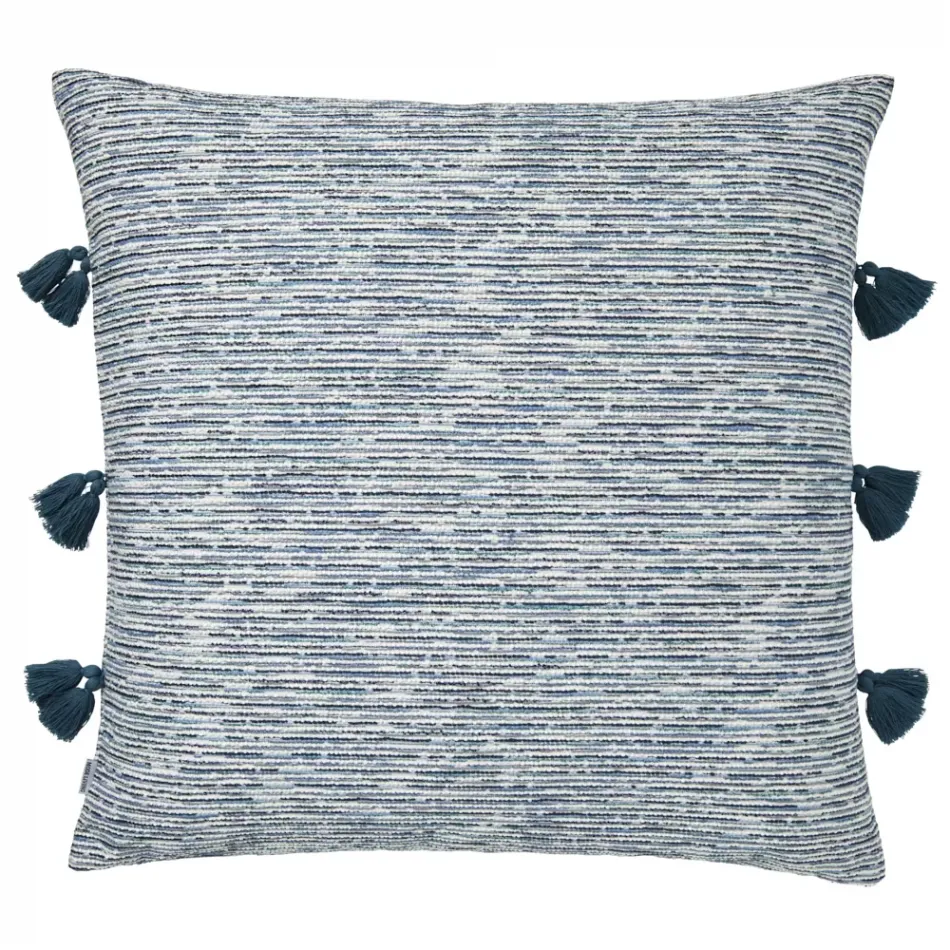 Mar Blue and White Tweed Pillow 22 x 22 in