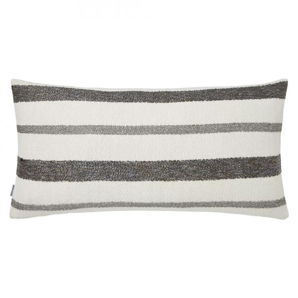 Terra Striped Gray Metallic Pillow 12 x 24 in