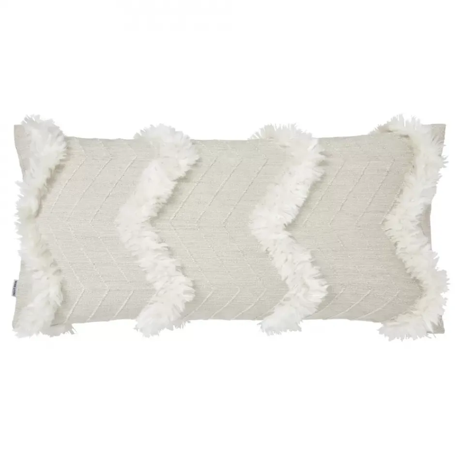 Terra Beige and White Pillow 12 x 24 in