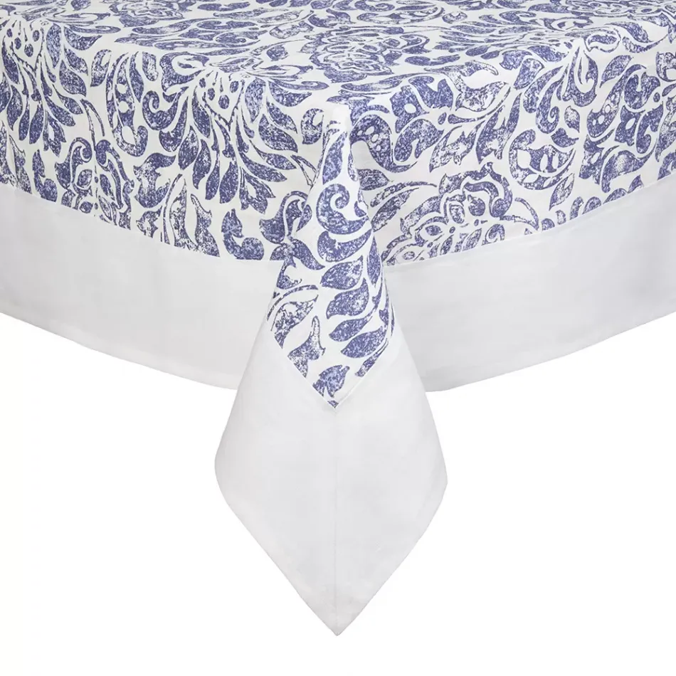 Santorini Blue and White Tablecloth 70 in Round