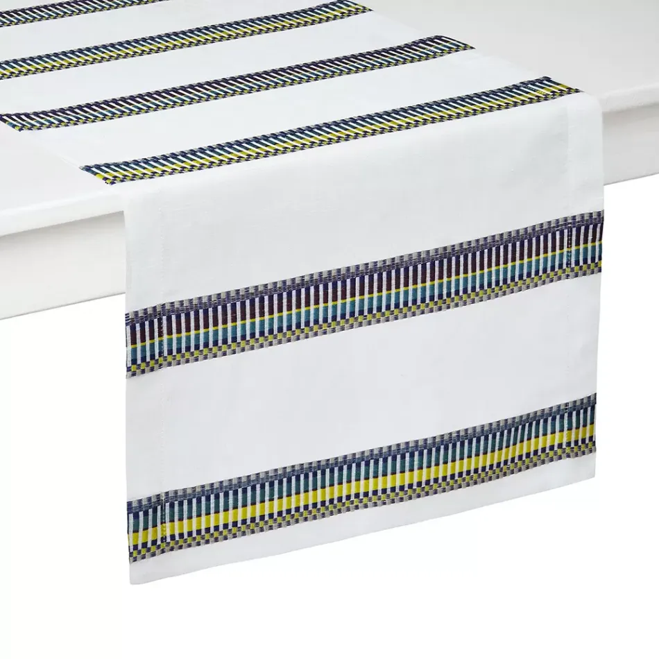 Sicily Purple, blue stripes on White Runner 16 x 108 in