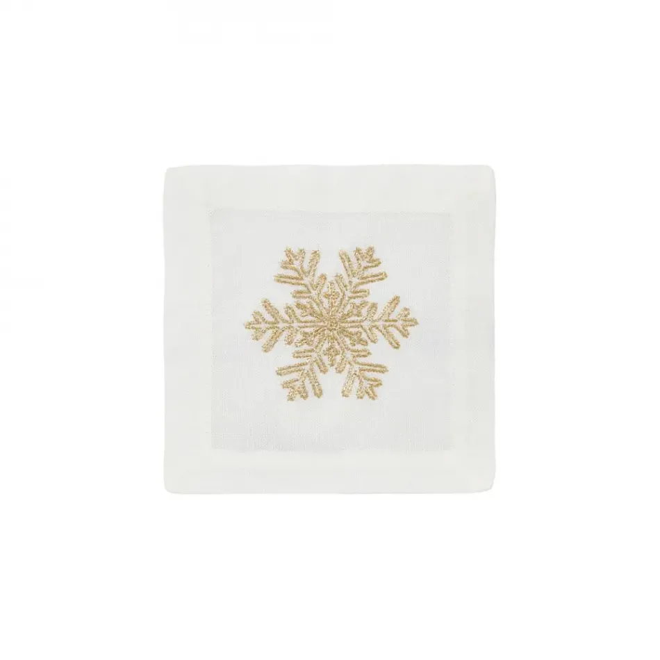 Snowflake Gold Cocktail Napkins 6 x 6 in