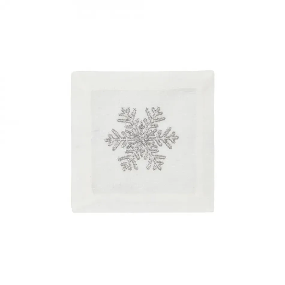 Snowflake Silver Cocktail Napkins 6 x 6 in