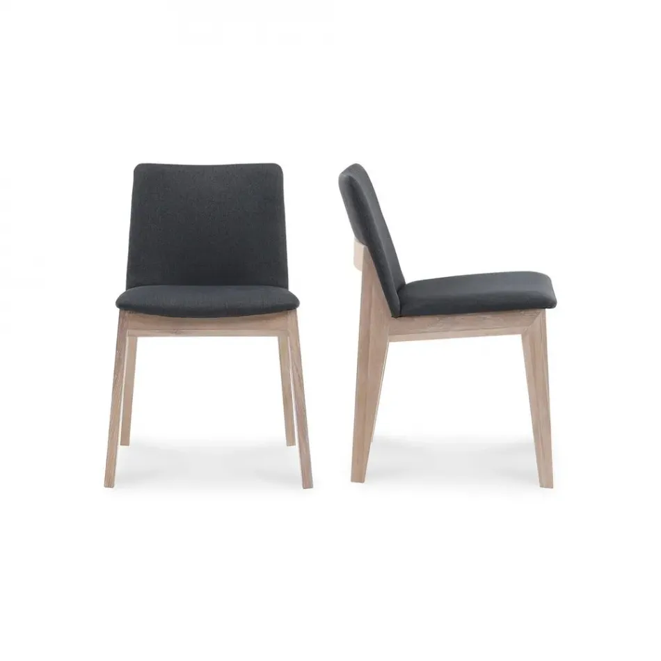 Deco Oak Dining Chair Dark Grey - Set Of Two