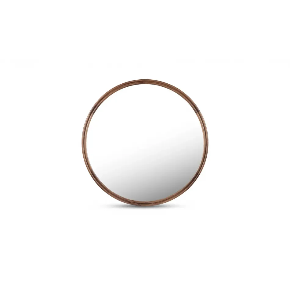 Alcott Walnut Round Mirror Small