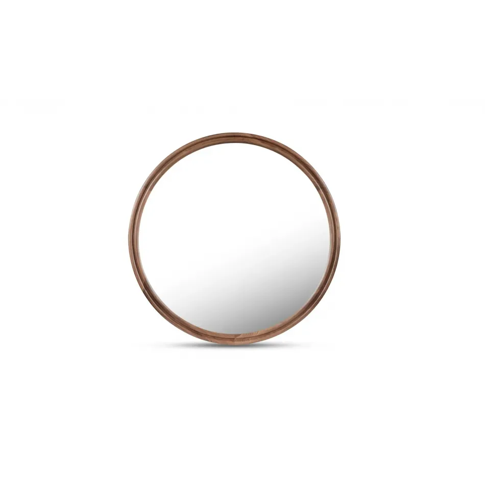 Alcott Walnut Round Mirror