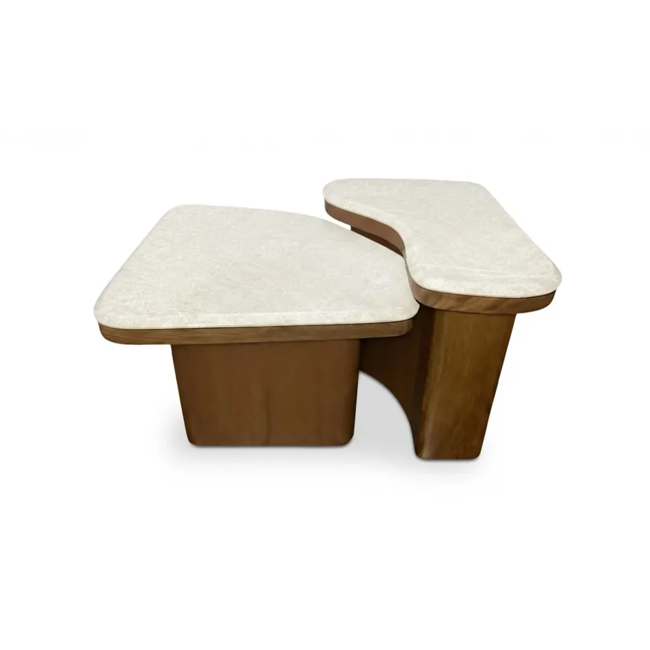 Abi Beige Cosmos Marble Nesting Coffee Table