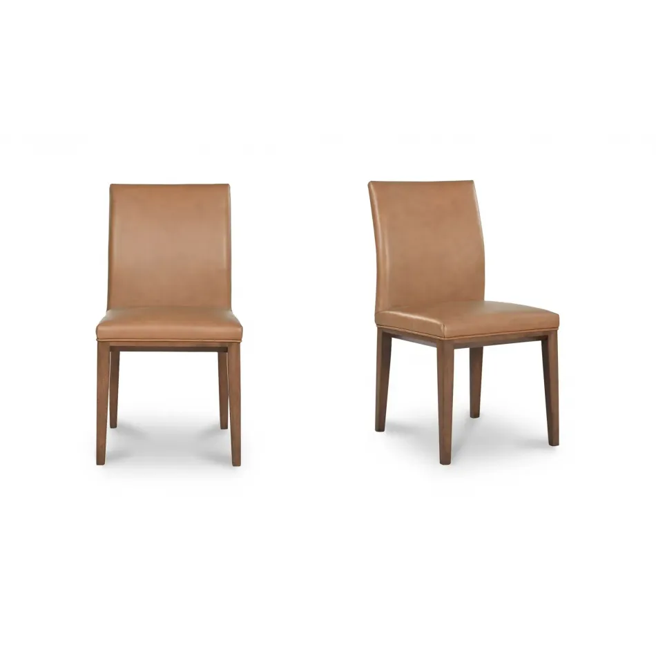 Frankie Tan Leather Dining Chair Set of Two
