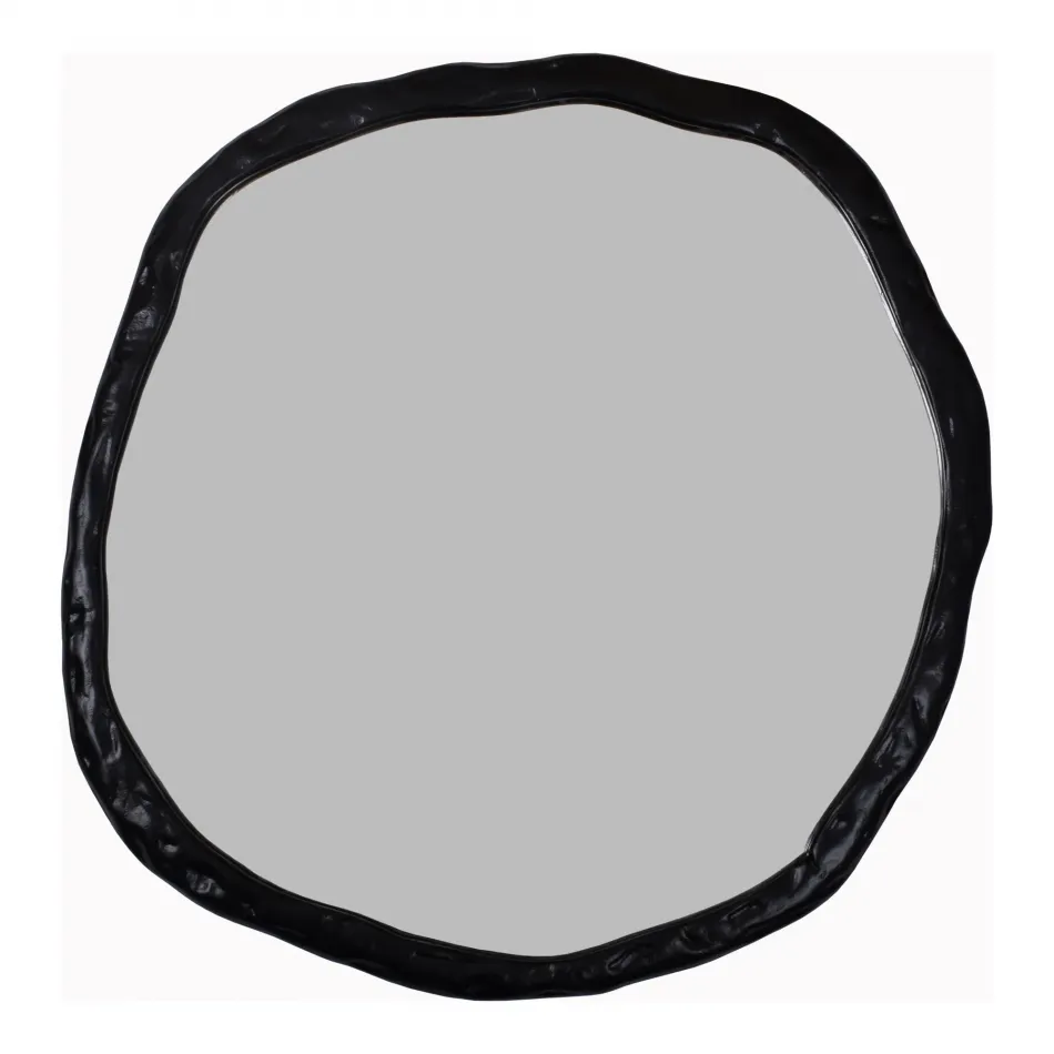 Foundry Large Round Mirror Black