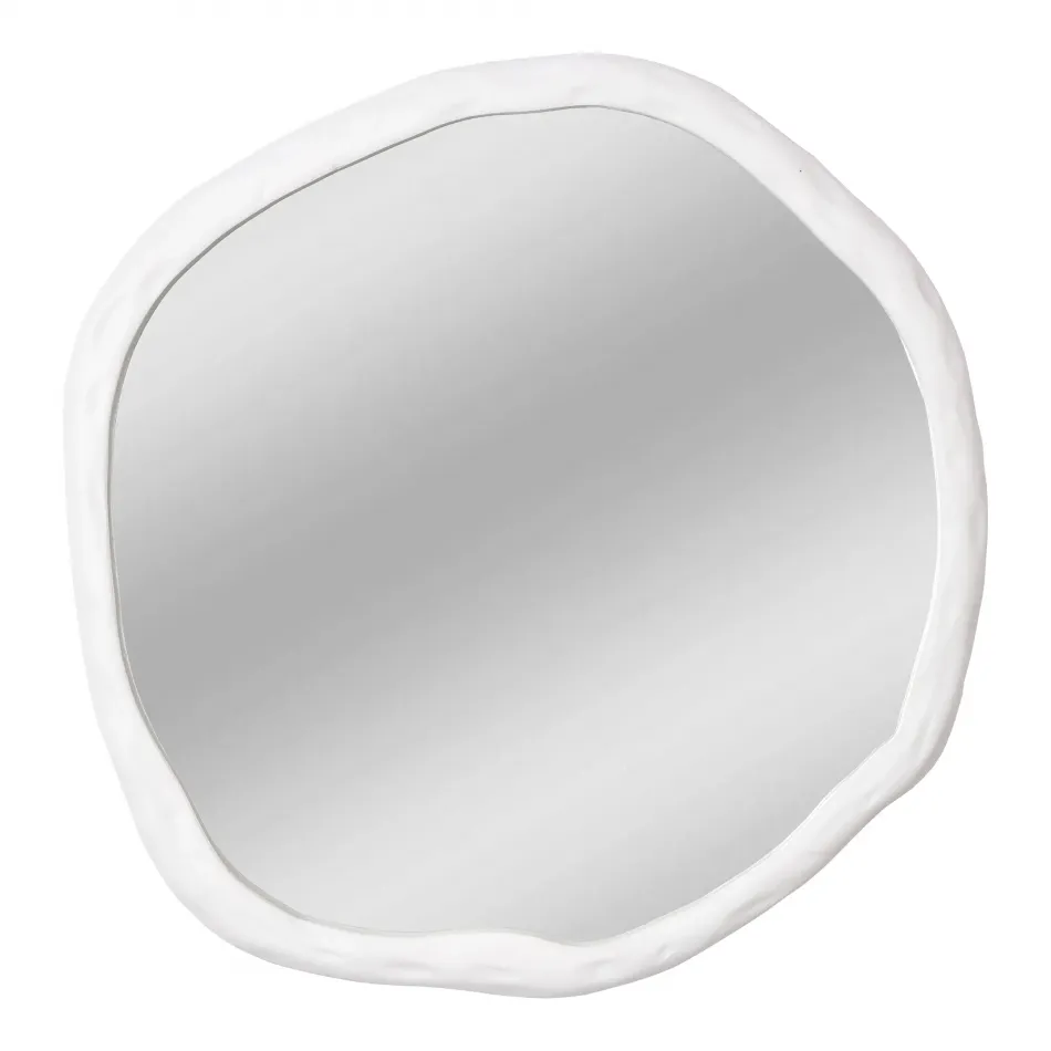 Foundry Small Round Mirror White