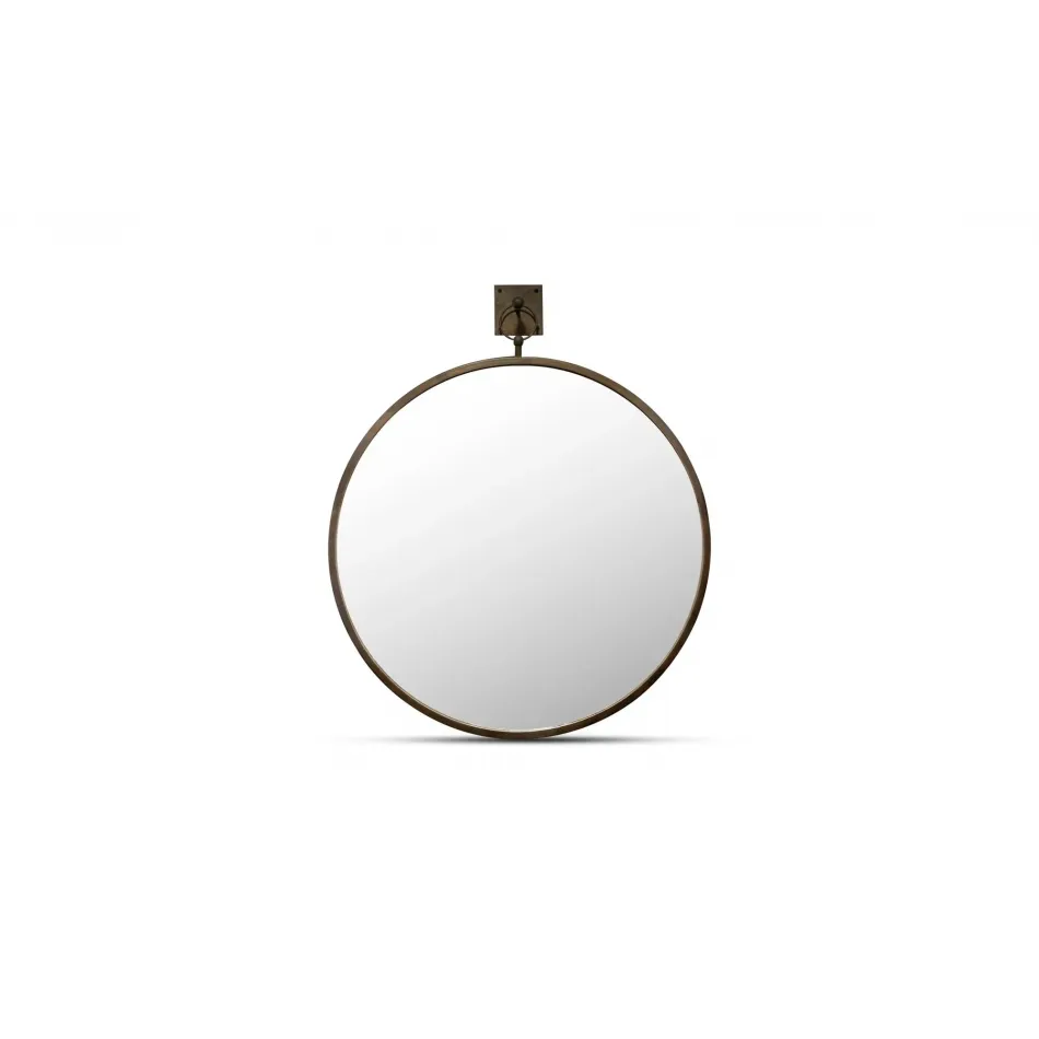 Cameo Aged Brass Round Mirror