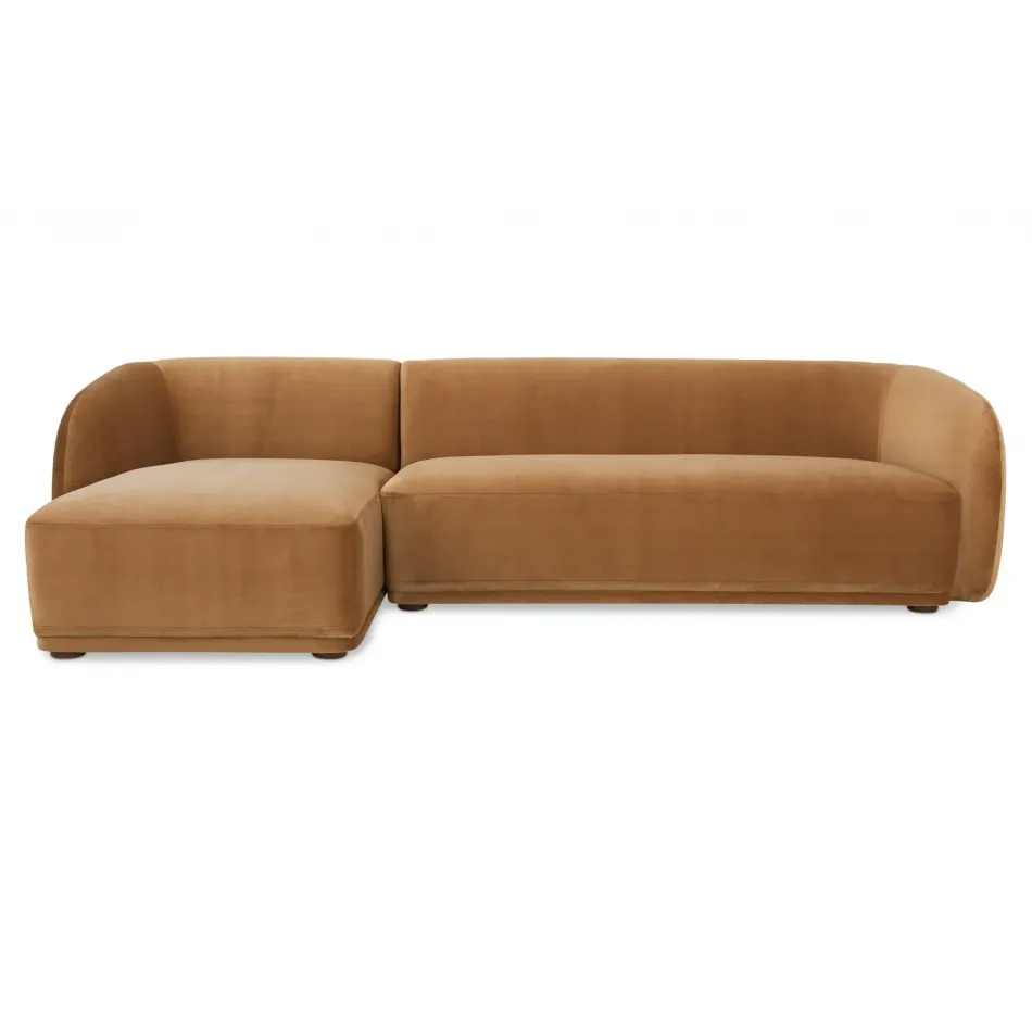 Faye Faux Mohair Sectional Tan Left