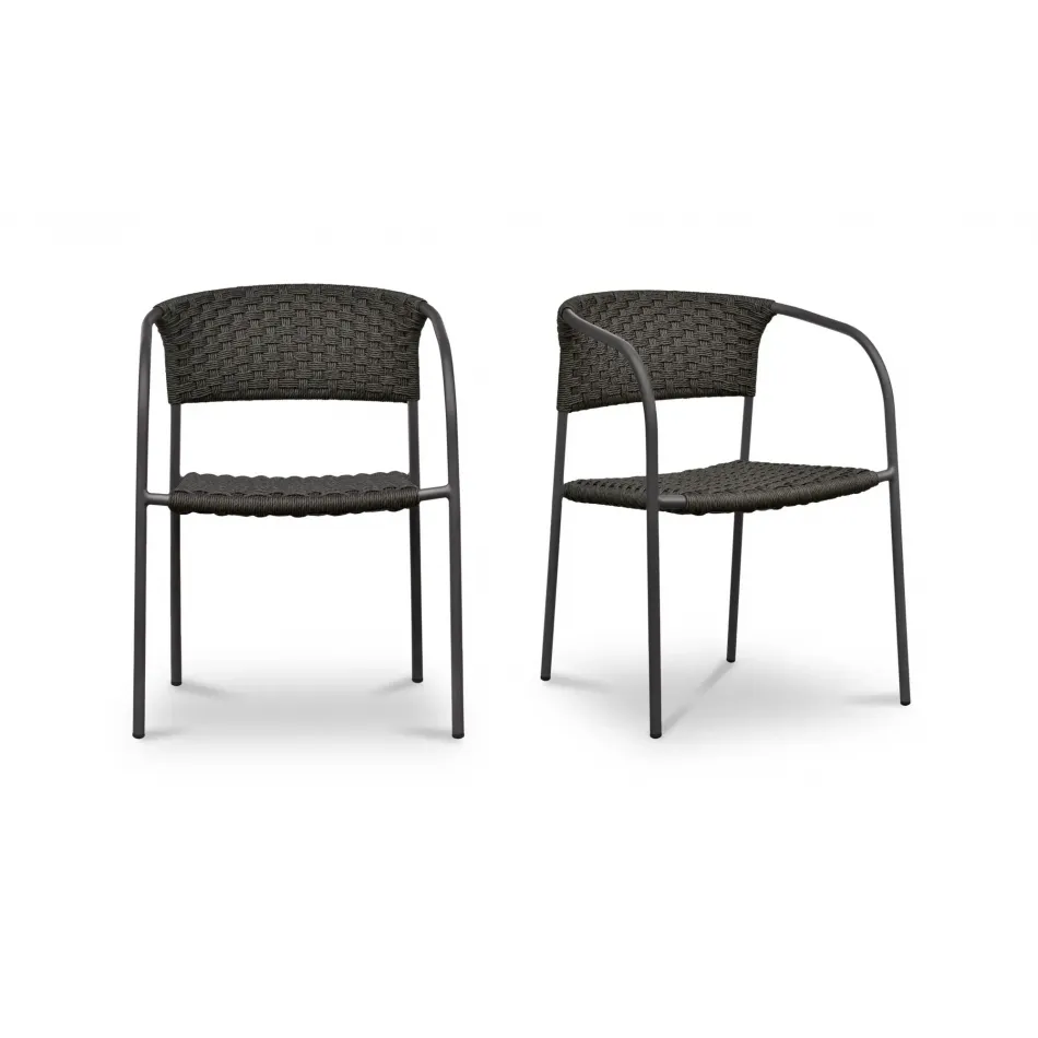 Zola Dark Brown Outdoor Dining Chair Set of Two