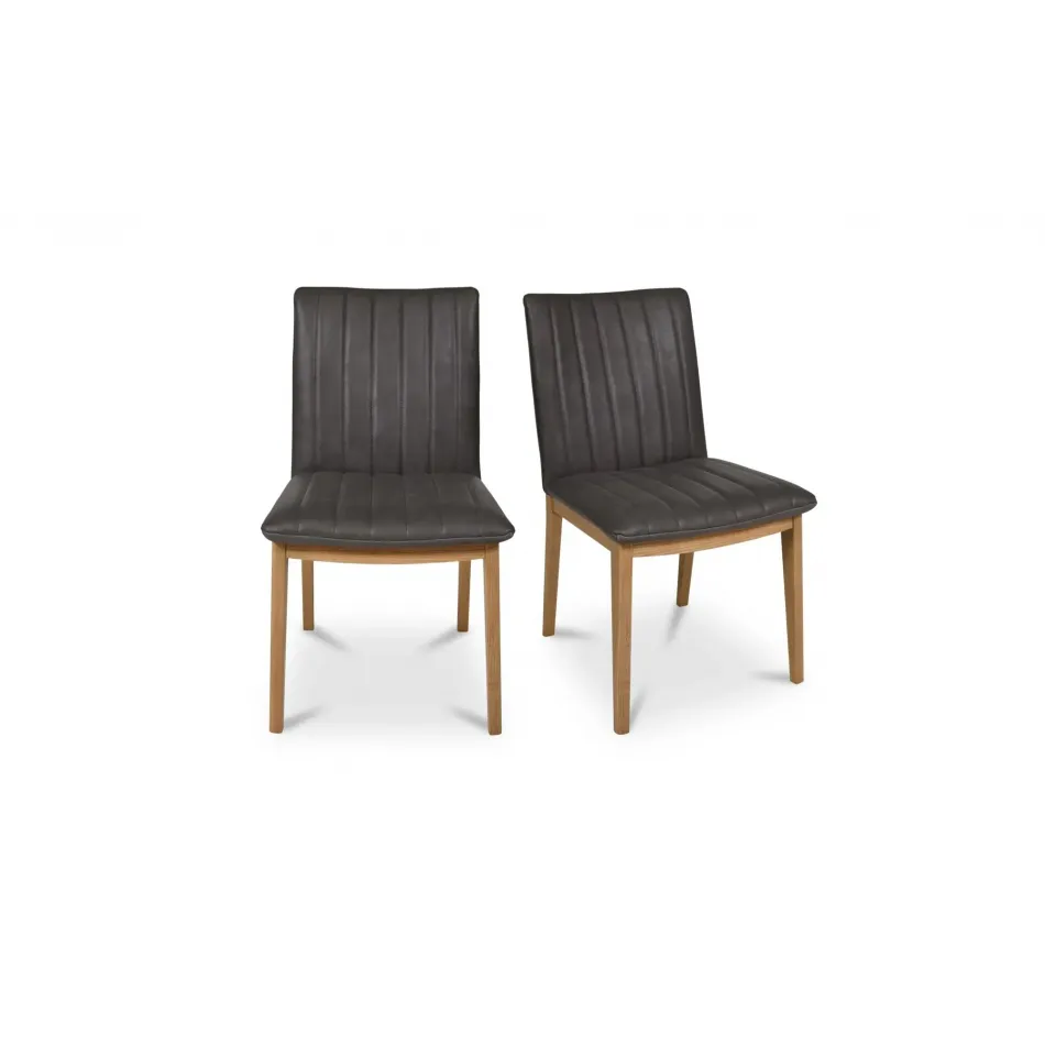 Demi Brown Leather Dining Chair Set of Two