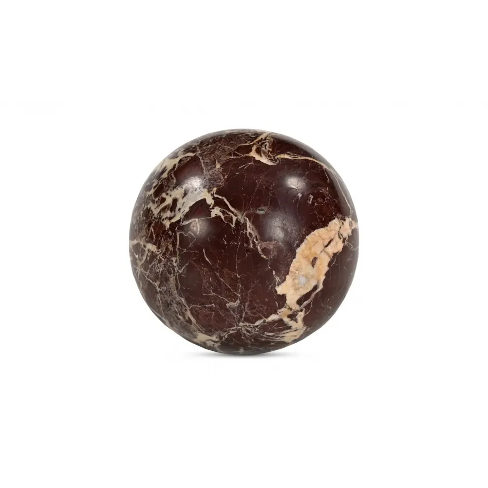 Odessa Red Levanto Marble Sphere Tabletop Accent