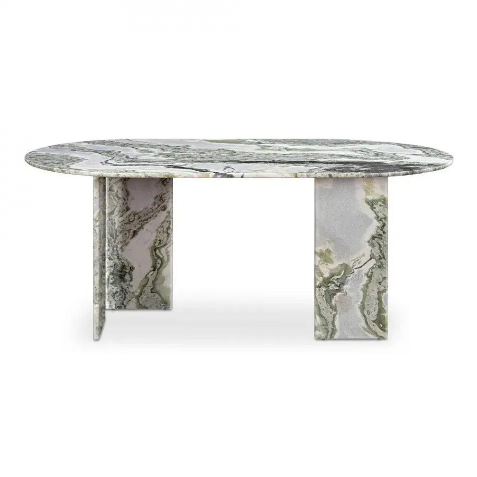 Celia Oval Dining Table Green Onyx Marble