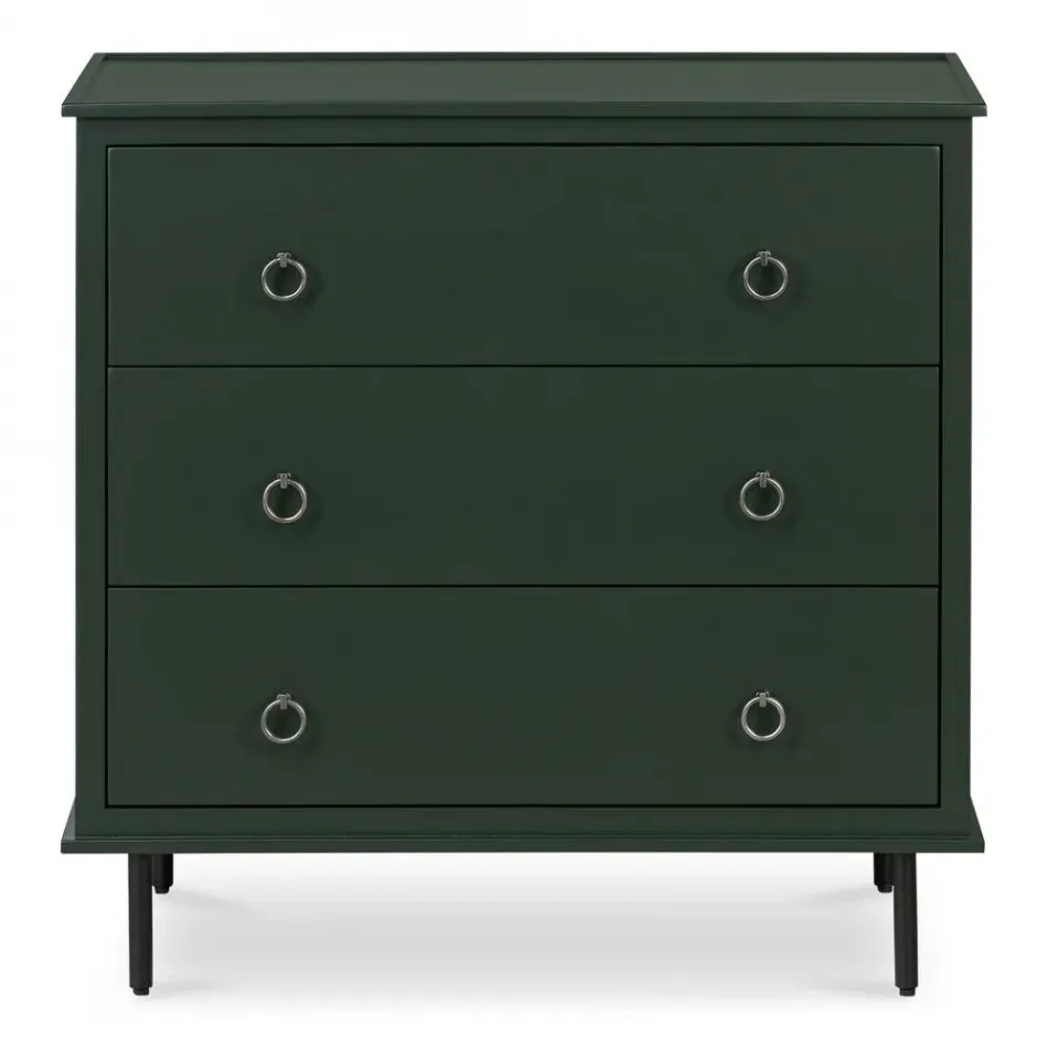 Reagan 3 Drawer Nightstand Deep Green