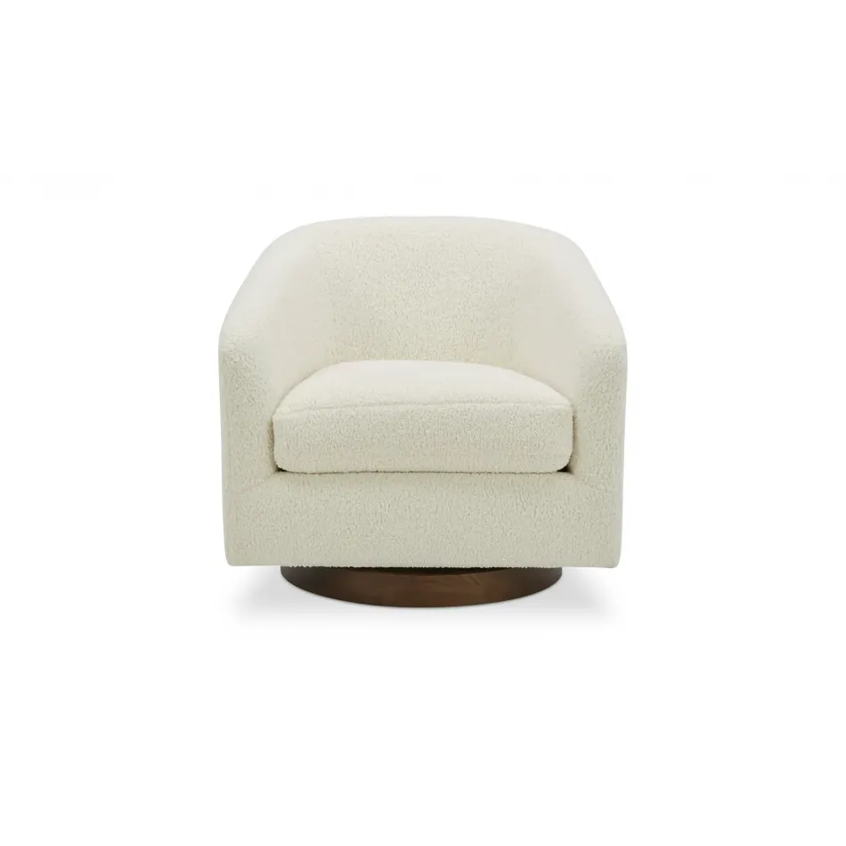 Oscy Faux Shearling White Swivel Chair