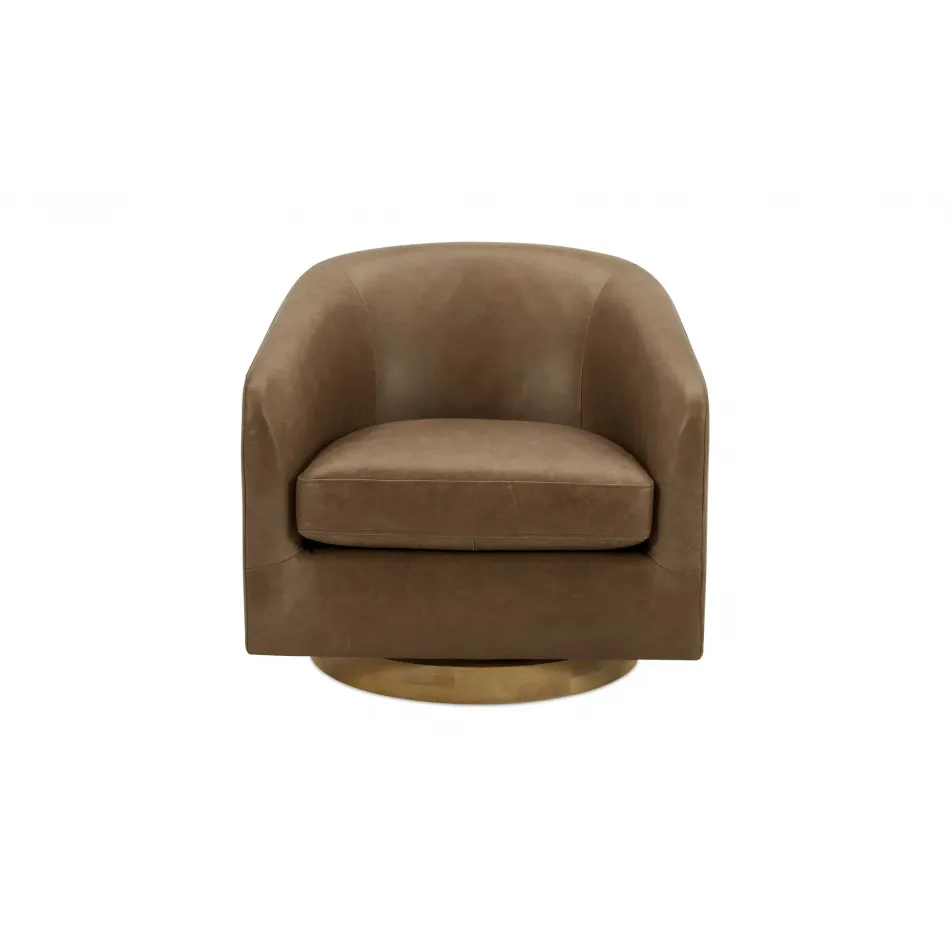 Oscy Tan Leather Swivel Chair