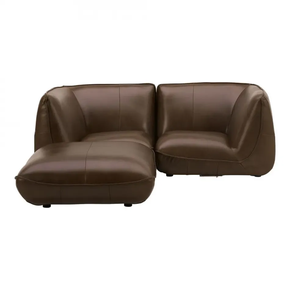 Zeppelin Nook Modular Leather Sectional Toasted Hickory