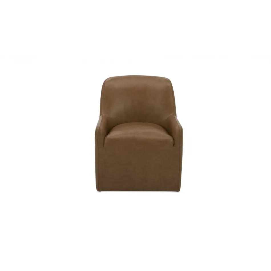 Maisie Tan Leather Rolling Dining Chair