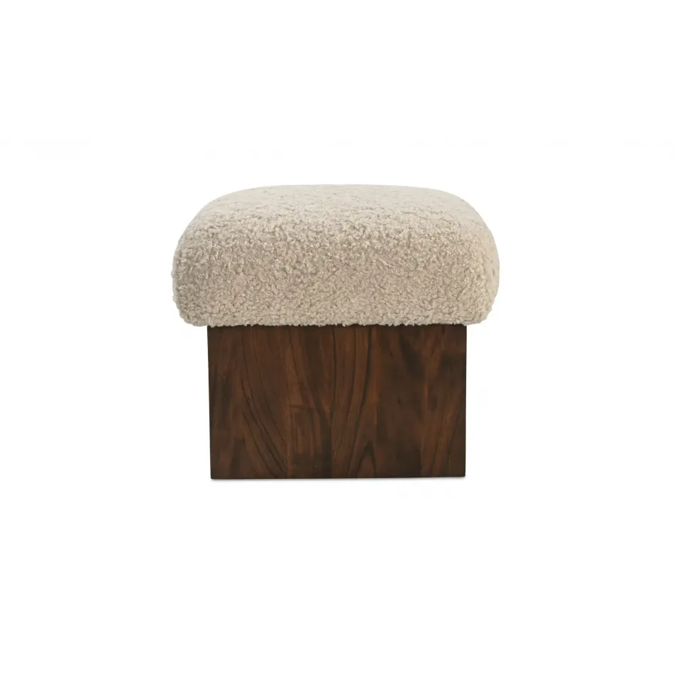 Serge Cream Faux Shearling Ottoman