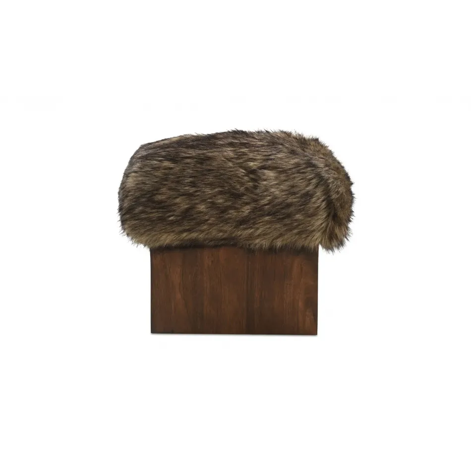Serge Brown Faux Fur Ottoman