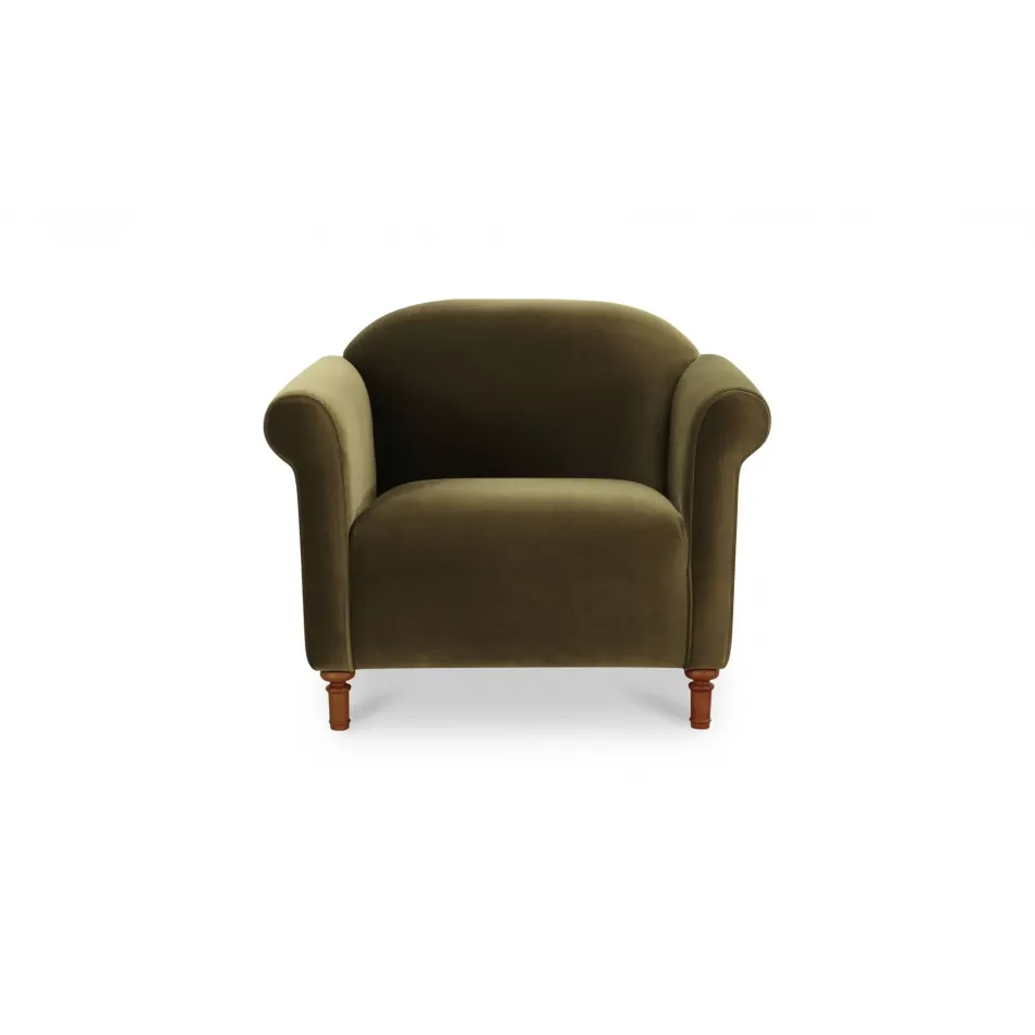 Harmony Dark Green Faux Mohair Accent Chair