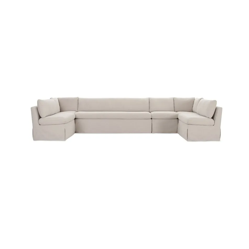 Fable Beige Slipcover Dining Banquette U-Shape 154 in.