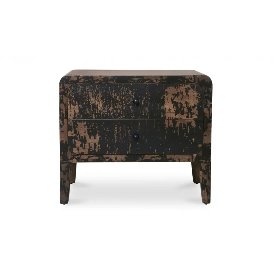 Iris Distressed Black Nightstand