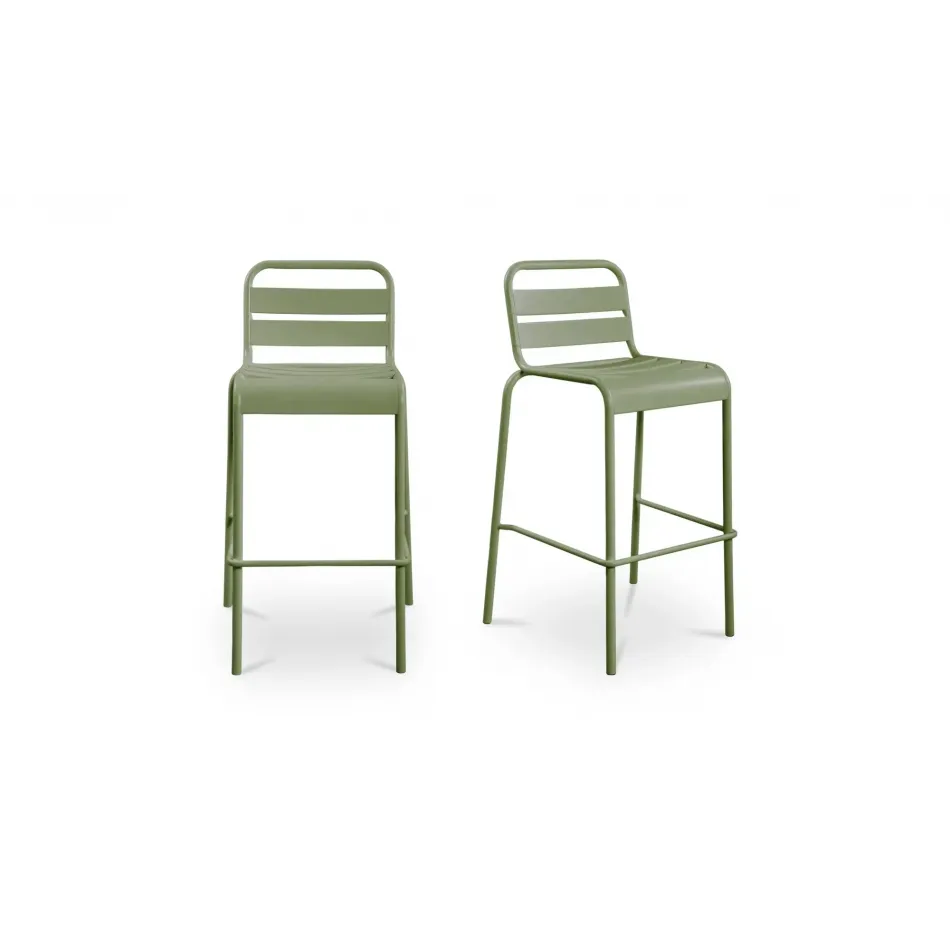 Kade Green Outdoor Bar Stool Set of Two