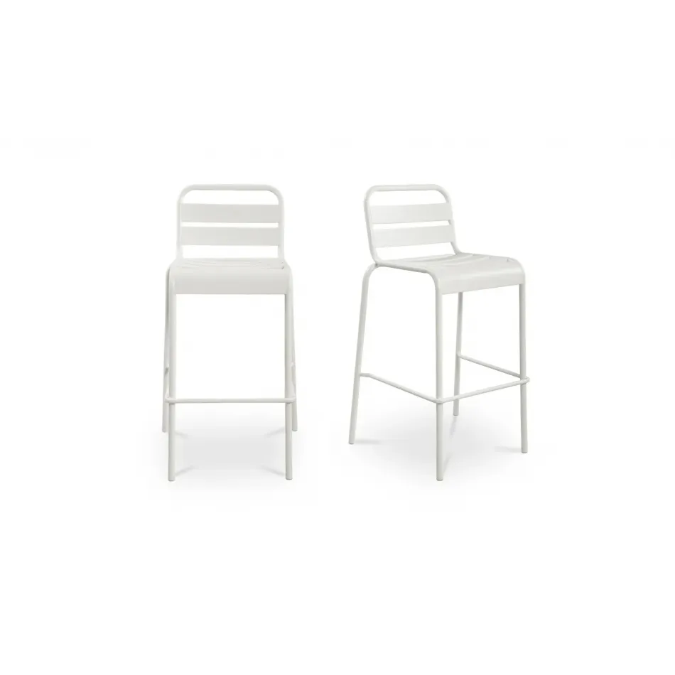 Kade White Outdoor Bar Stool Set of Two