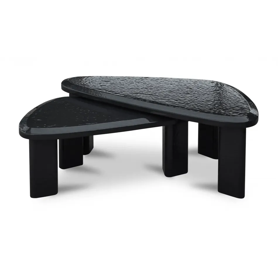 Sophie Charcoal Lacquer Outdoor Nesting Table Set