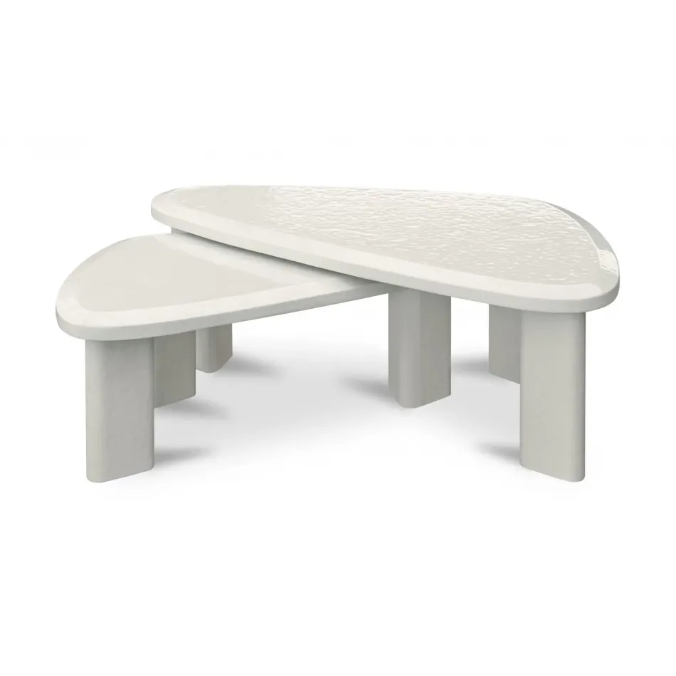 Sophie Cream Lacquer Outdoor Nesting Table Set