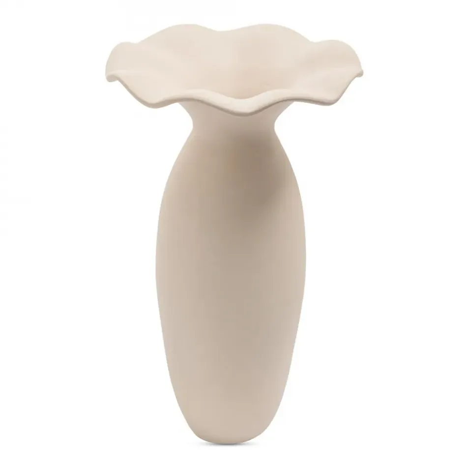 Ruffle 16 in Decorative Vessel Ecru