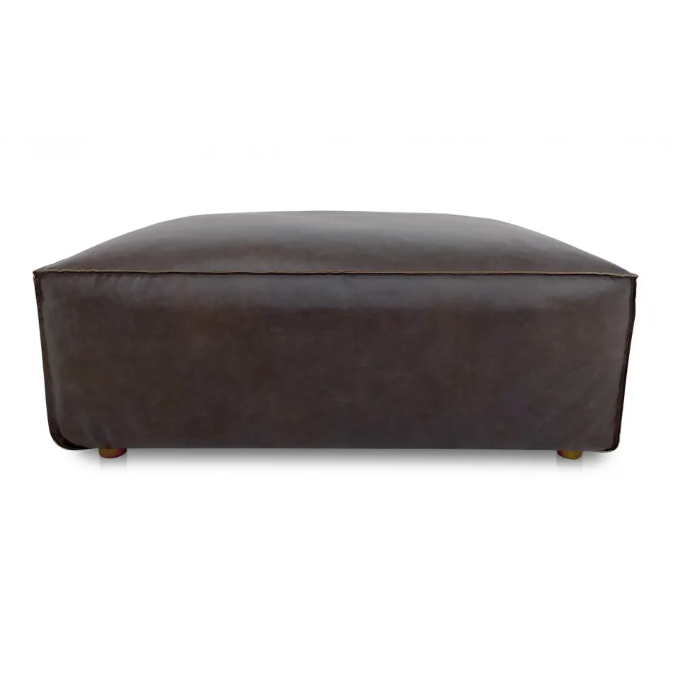 Form Espresso Brown Leather Ottoman