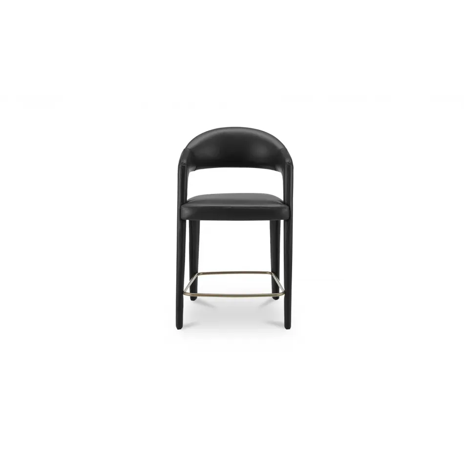 Martens Black Leather Counter Stool