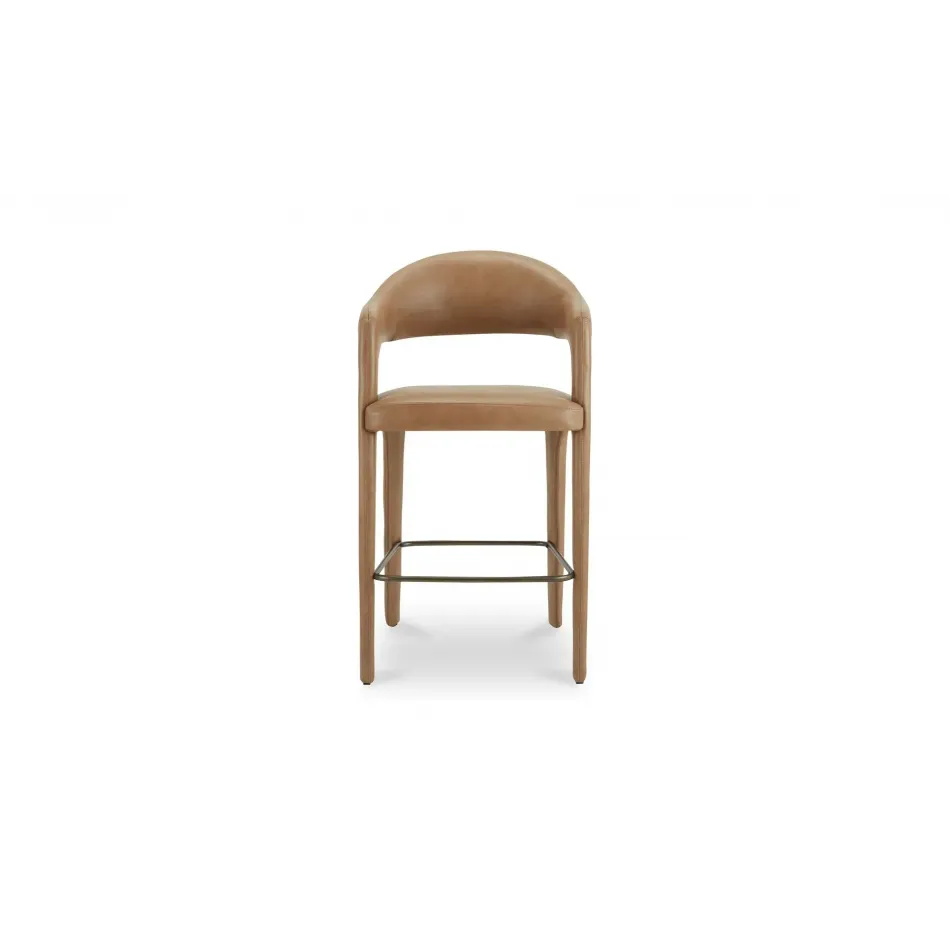 Martens Brown Leather Bar Stool