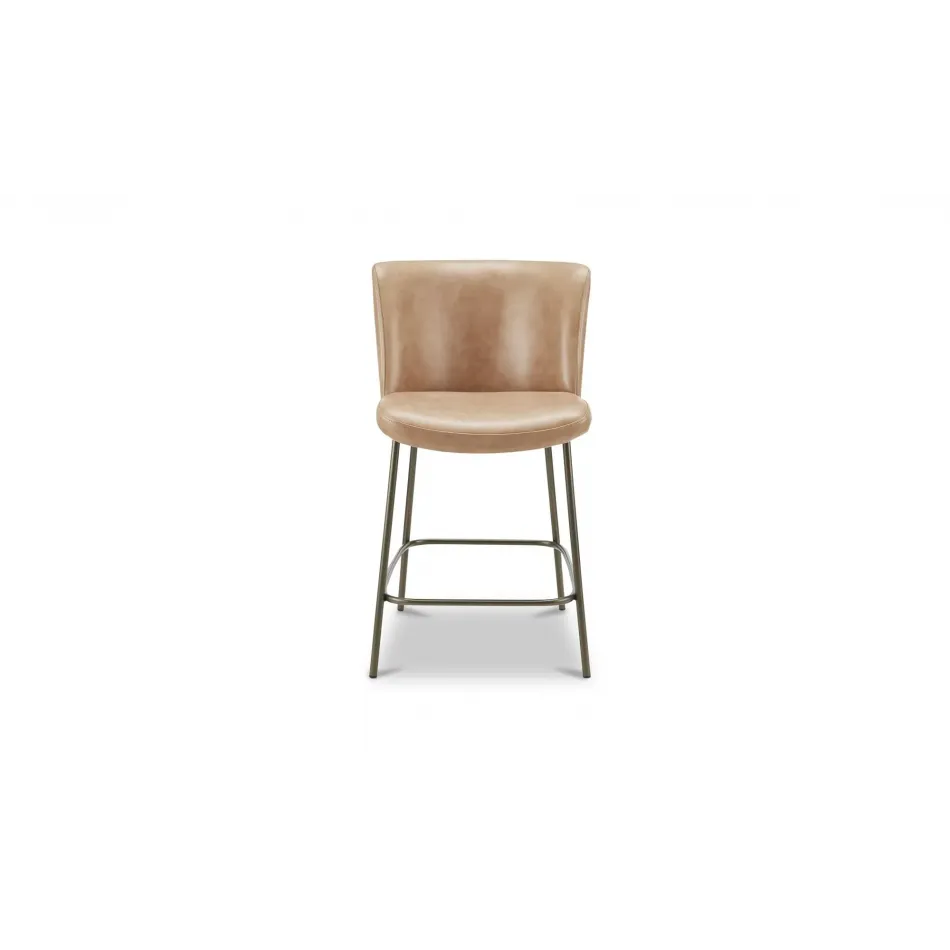 Early Tan Leather Counter Stool