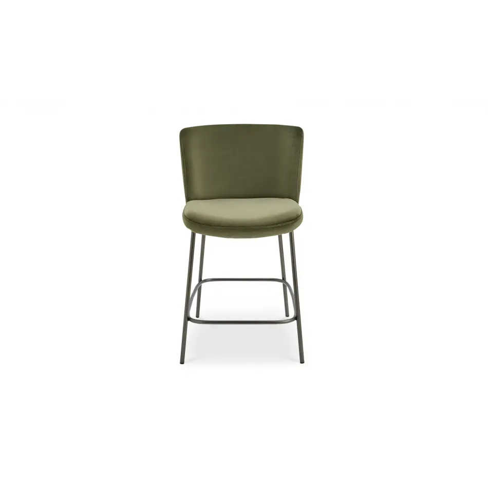 Early Faux Green Mohair Counter Stool