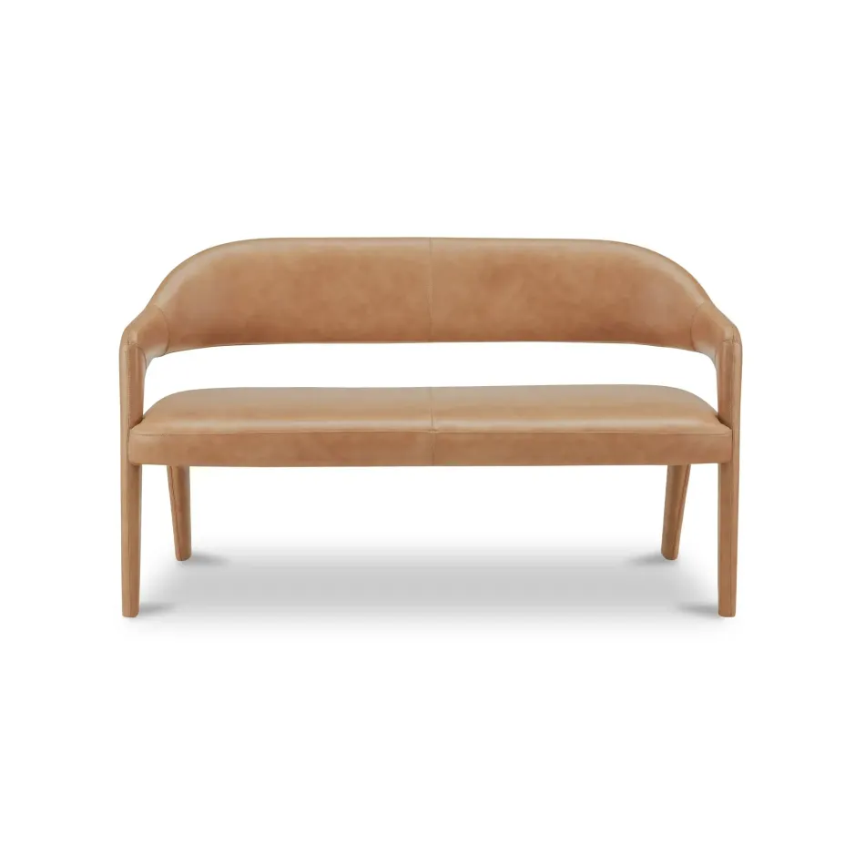 Martens Tan Leather Dining Bench