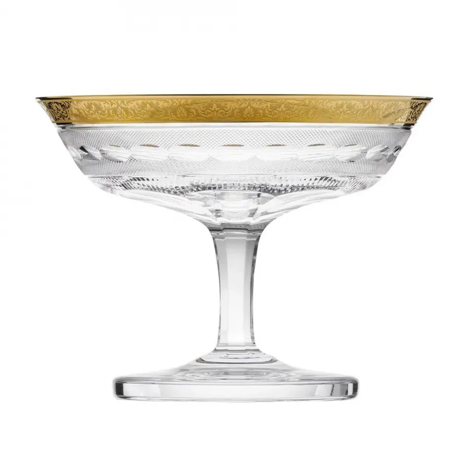 Splendid /N Centerpiece Clear Lead-Free Crystal, Cut, 24-Carat Gold (Relief Decor) 24.5 cm