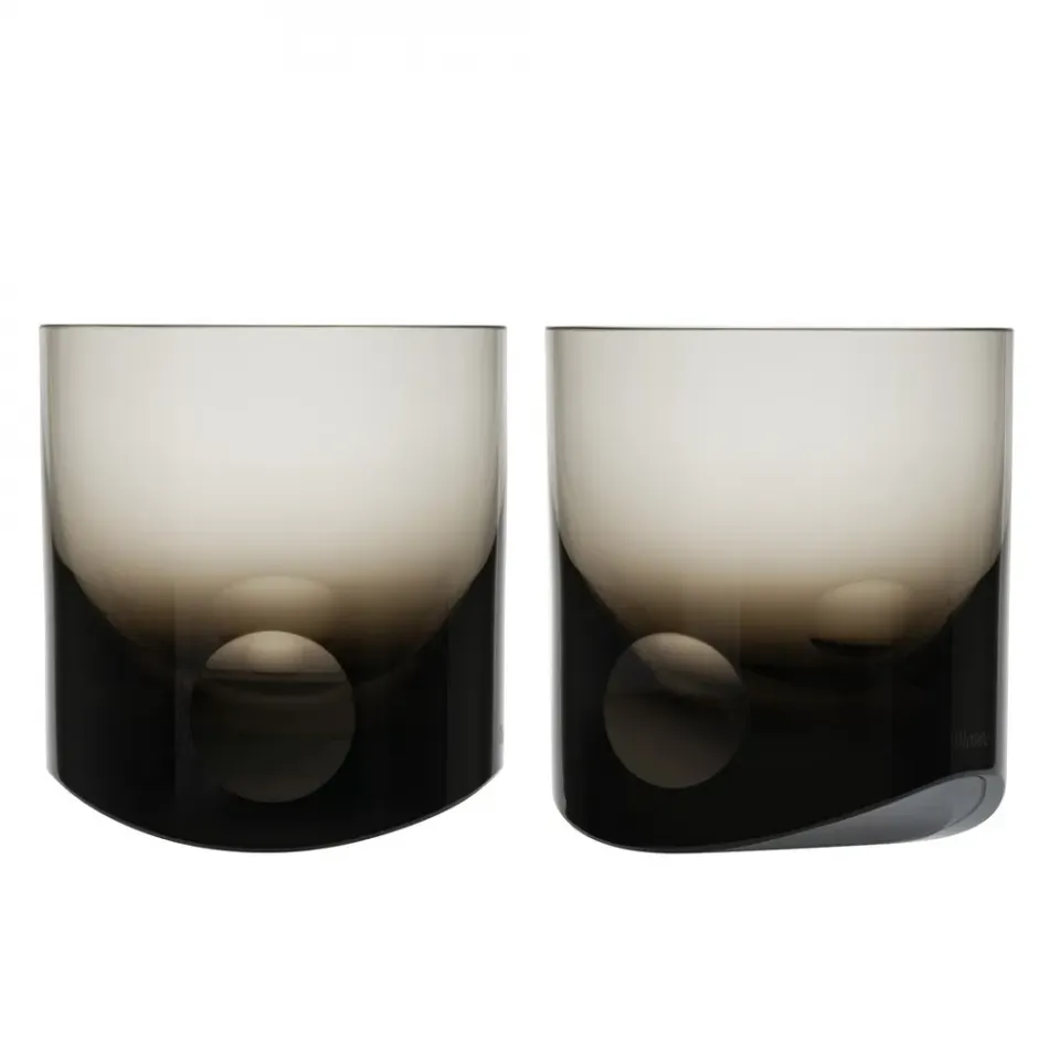 Tipsy Smoke Lead-Free Crystal, Cut Lenses Tumbler Water 370 ml