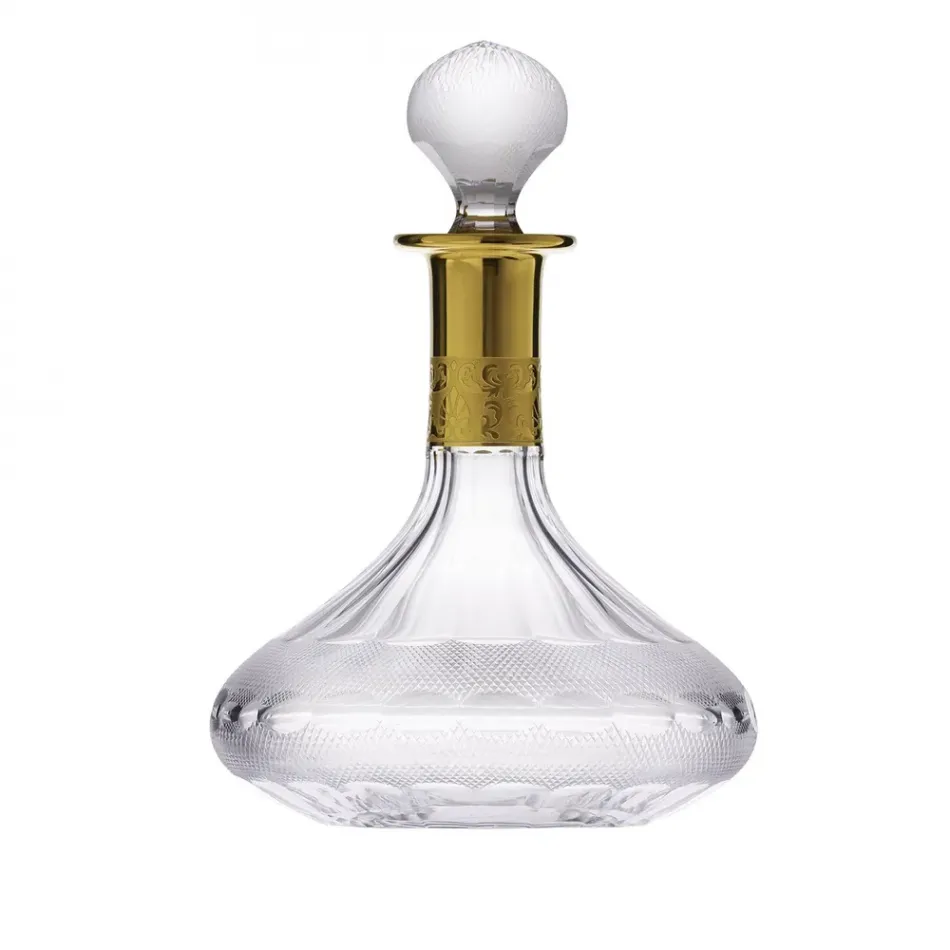 Splendid Clear Lead-Free Crystal, Cut, 24-Carat Gold (Relief Decor) Carafe