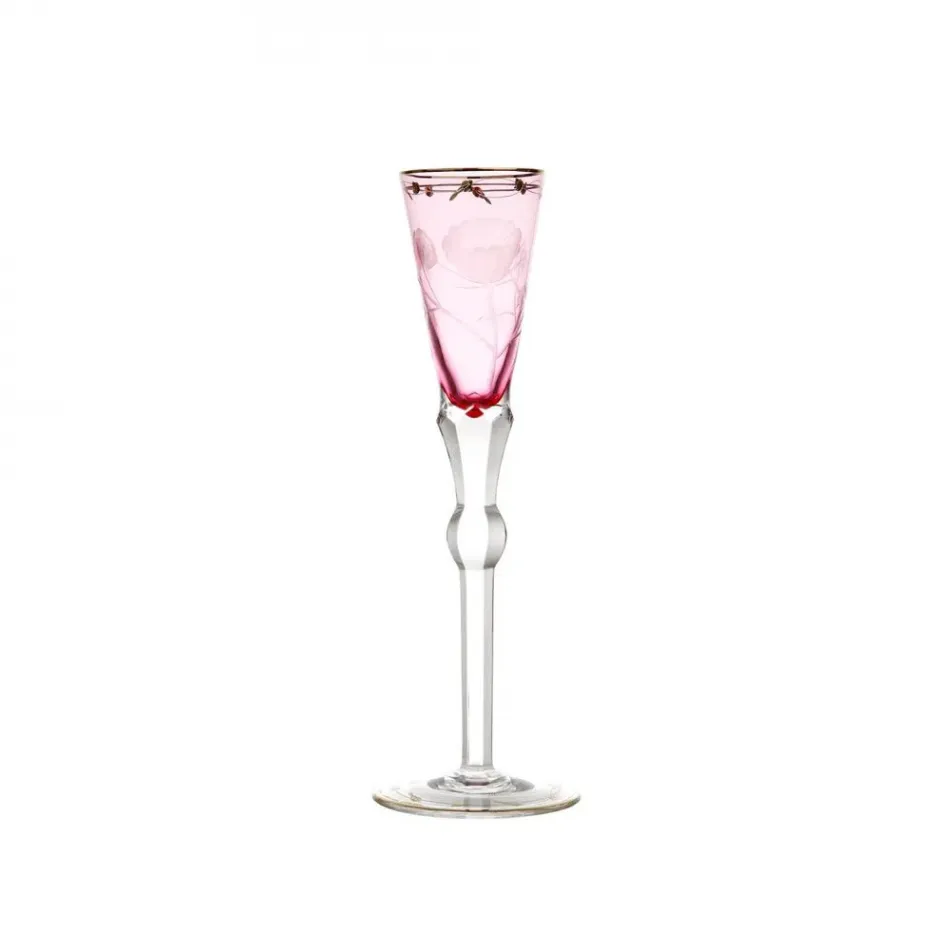 Paula /F Underlaid Goblet Champagne Rose Lead-Free Crystal, Cut, Engraved Roses, 24-Carat Gold (Thin Line) 140 ml