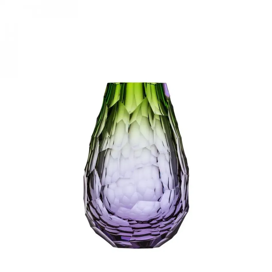 Stones Alexandrite Reseda Lead-Free Crystal, Cut Polished Pebbles Underlaid Vase 31,0 cm