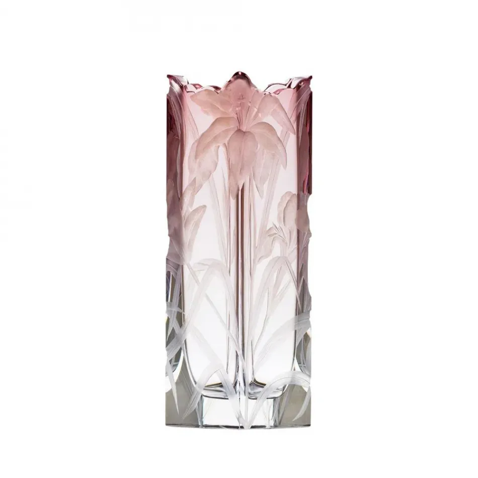 Irises Underlaid Vase Amethyst Lead-Free Crystal, Cut, Engraving Iris 30 cm