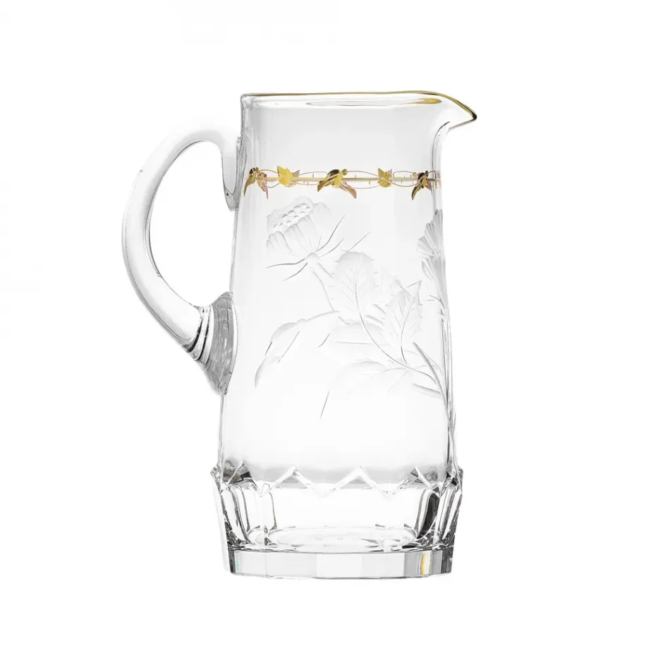 Paula Clear Lead-Free Crystal, Cut, Engraved Roses, 24-Carat Gold (Thin Line) Jug Water 1500 ml